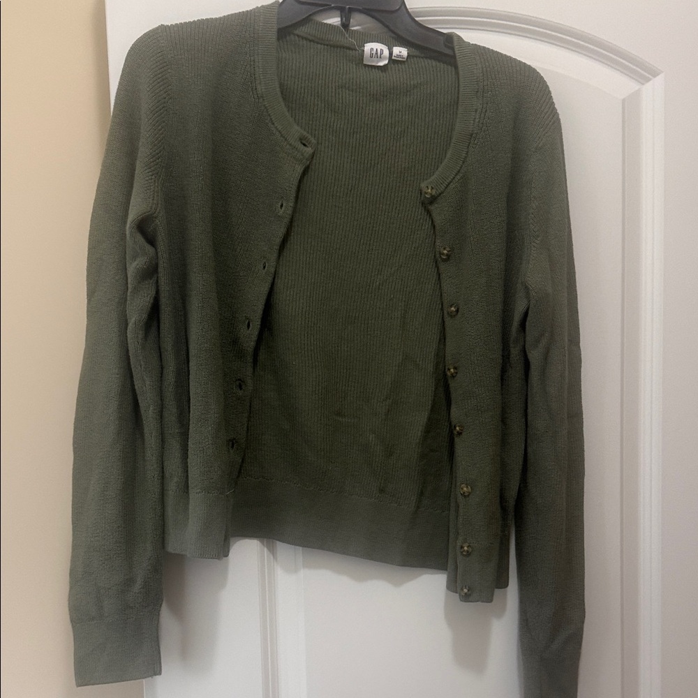 GAP Olive Button-Up Cardigan